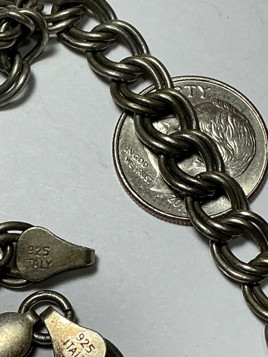 A Z  Italian Sterling Silver Double Links 🔗 Bracelet. 7 inches long - Picture 6 of 6